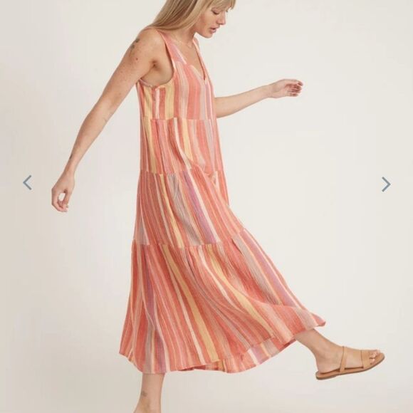 Marine layer Corinne Maxi Dress in Red Variegated Stripe - Picture 3 of 6